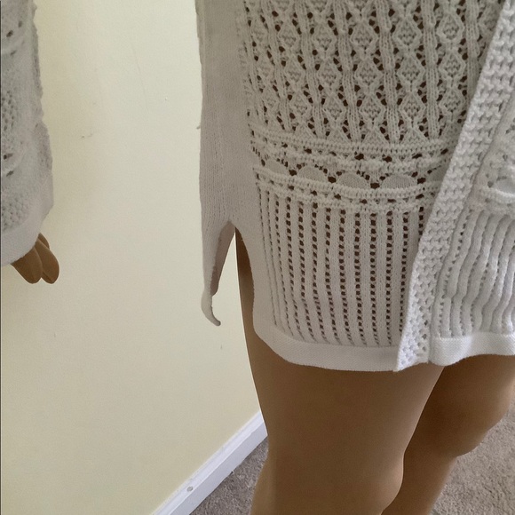 Pointelle-Knit Open-Front Cardigan, - Picture 4 of 7